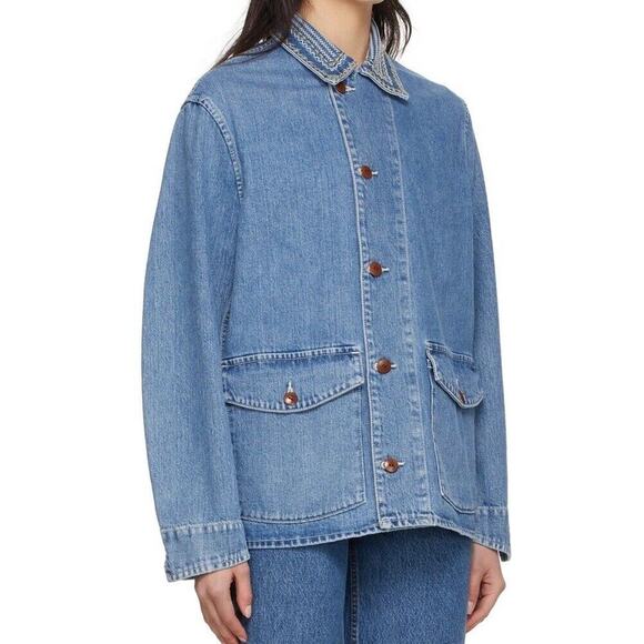 NWT RE/DONE The 70s Chore Jacket in Stoned Medium Women's Oversized Stitched - Picture 1 of 5
